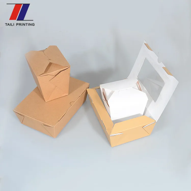 Kraft Corrugated Cardboard Food Box Disposable Take-out Paper Food Box 