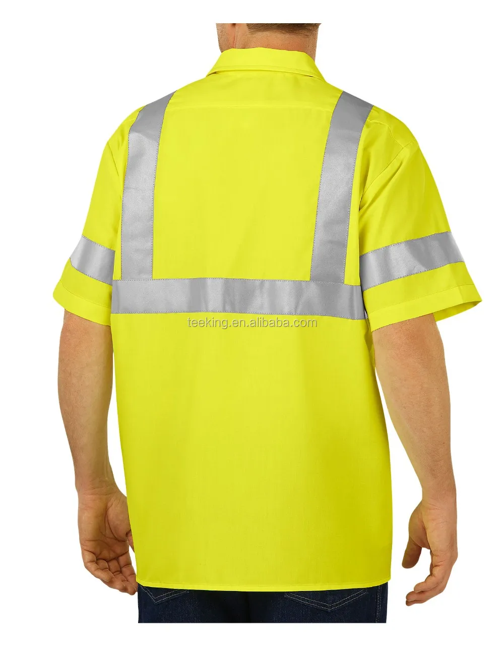 Custom High Visibility Reflective Button Work Shirts - Buy High