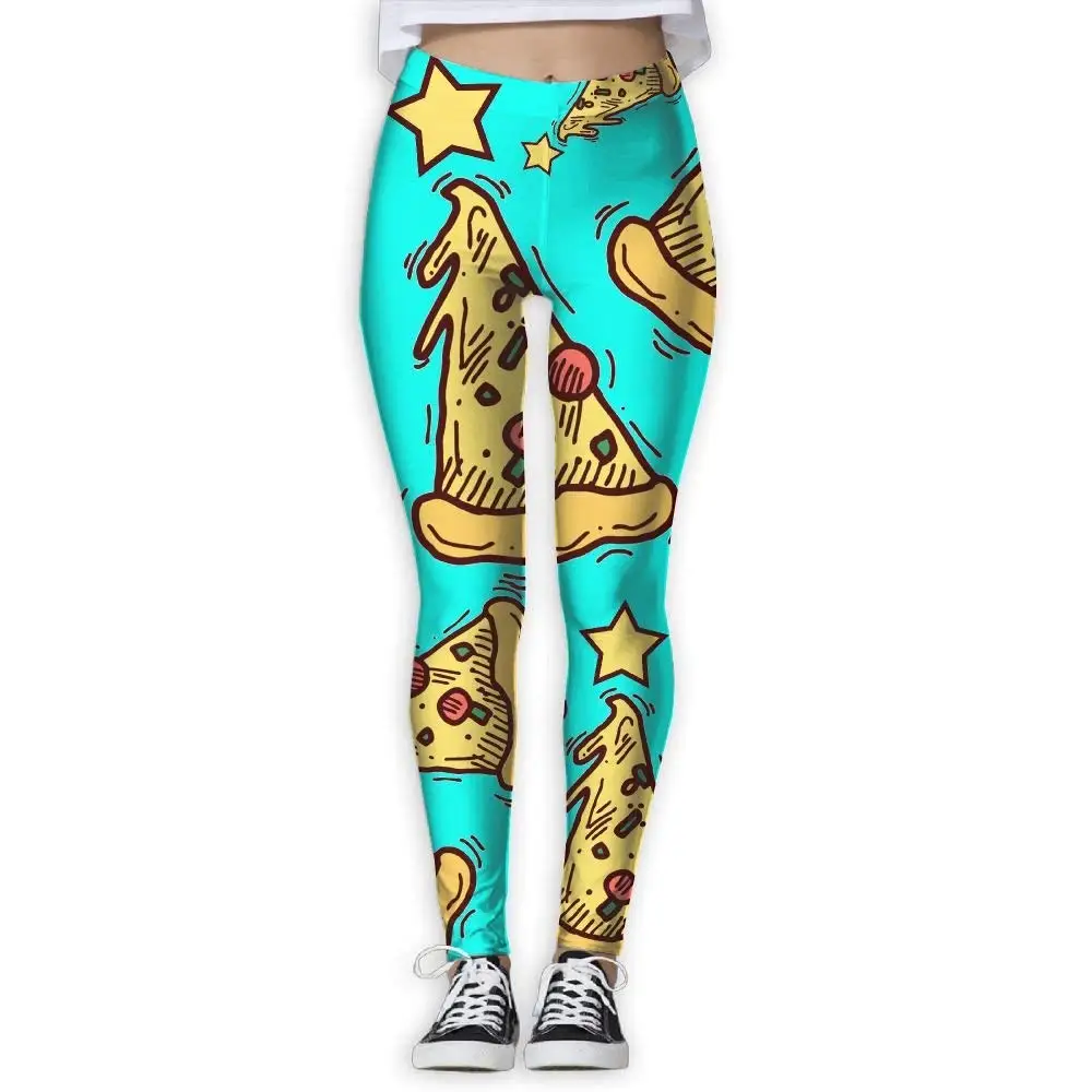 Pizza And Italy Flag Italian Printed Elastic High Waist Yoga Leggings For Women