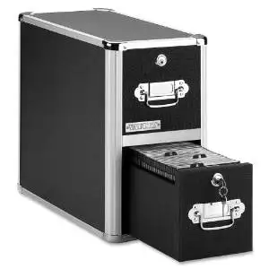 IdeaStream Vaultz 2-Drawer CD Cabinet - 15" x 14" x 8.5" - 2 x Media Organizer Drawer(s) - Security Lock - Black