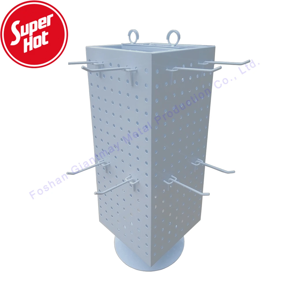 Rotating Metal Counter Hanging Hook Pegboard Spinning Table Top