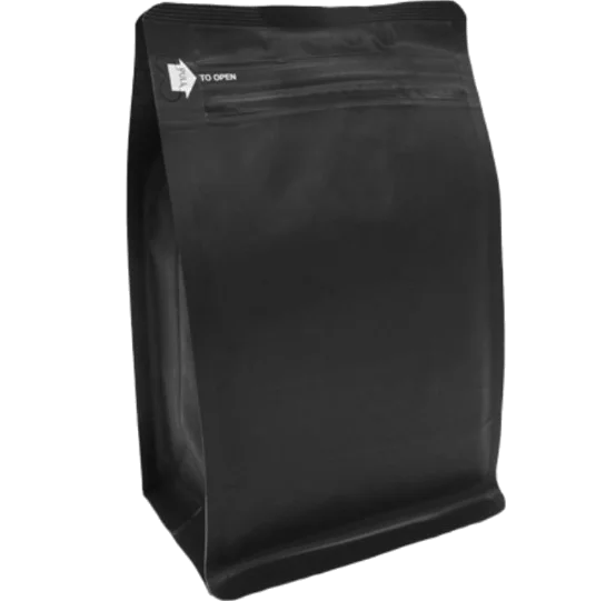 12 Oz Custom Printing Matt Black Coffee Packaging Bag With Valve And