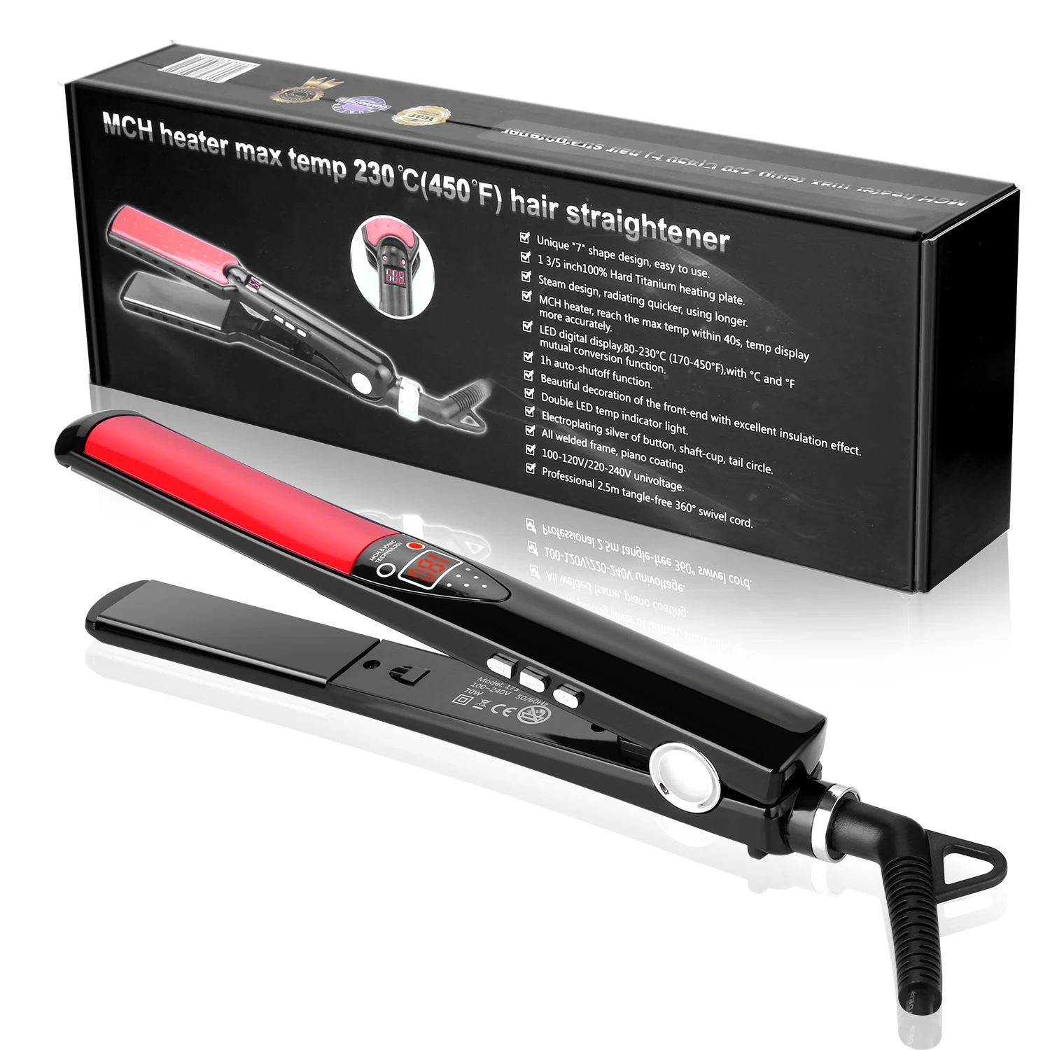 Atomization Device Titanium Ceramic 465 Degrees Hair Straightener Flat ...