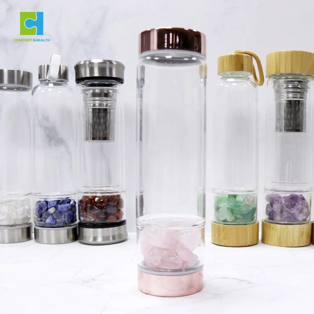 Gem Stone Crystal Healing Bottle Water With Crystals Point Inside Buy