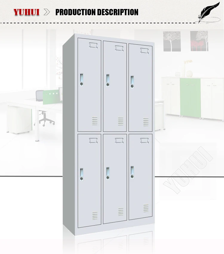 hospital furniture metal 6 doors wardrobe clothes cabinet for staff