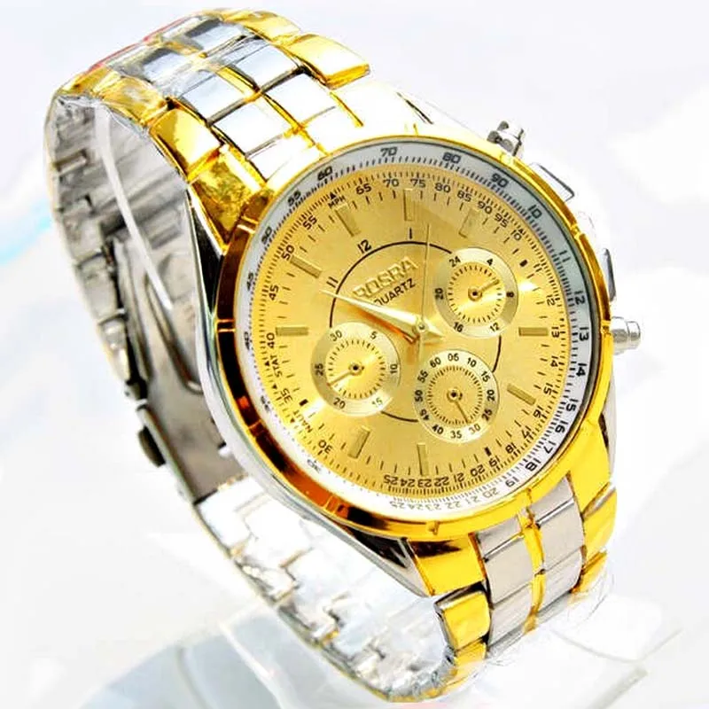 Luxury Brand Rosra 18k Gold Plated Watches Men Gold Full