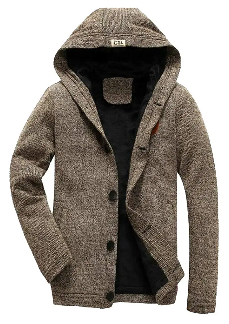 ONTBYB Mens Slim Fit Long Sleeve Horns Button Knitted Sweater Cardigan