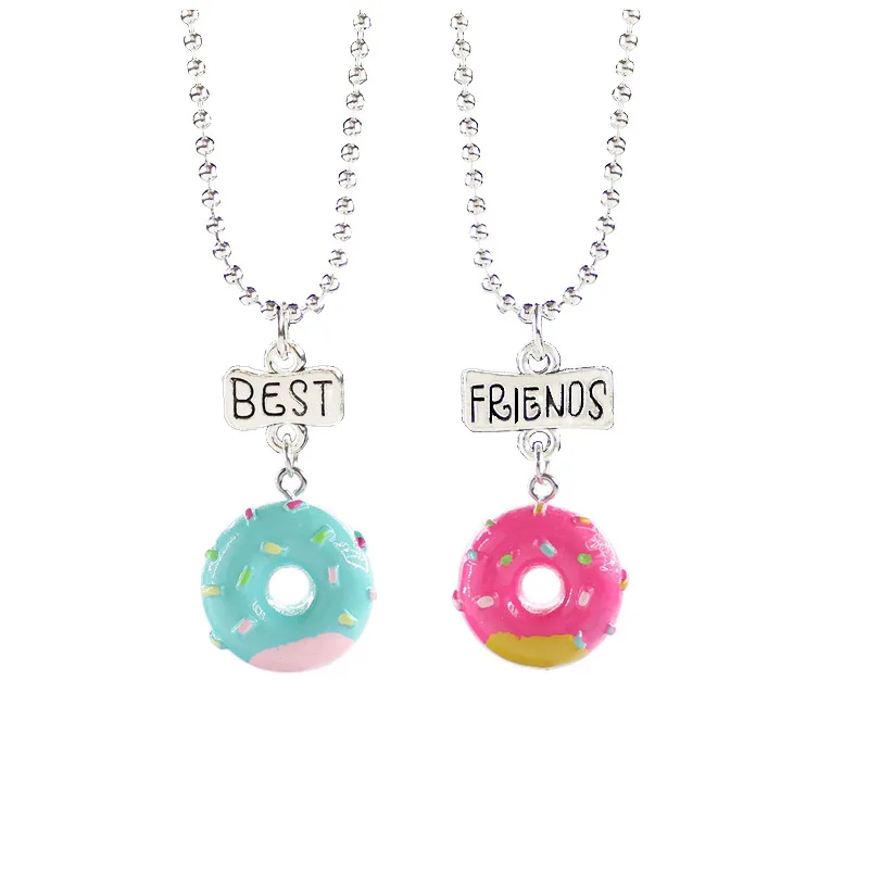 Wholesale New Design Children Necklace Jewelry For Kids Donuts Cute Best Friends Necklace For Girls Candy Jewelry
