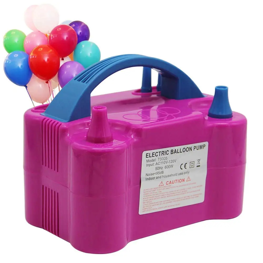 Electric Inflator Pump with Knotter for Decoration BOMPOW Electric Balloon Air Pump 600W Blue Party Dual Nozzle Portable Balloon Inflator Blower Pump Balloon Pump with High Power