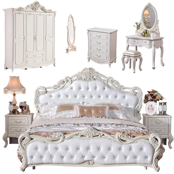 white fancy french style 8 pieces home bedroom furniture set - buy