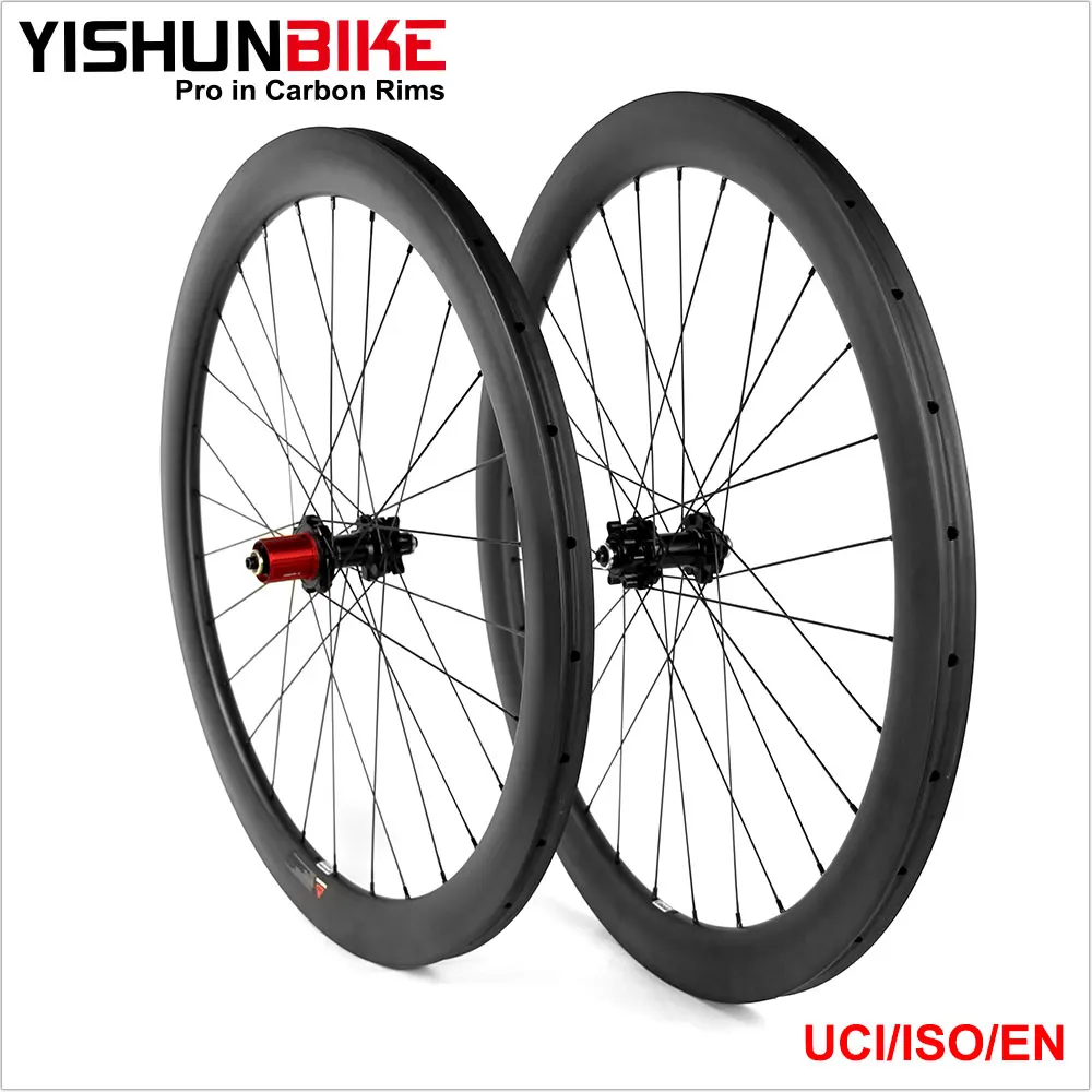 Yishunbike 700c 33mm Tubular Disc Brake Wheel Carbon Road Light Carbon