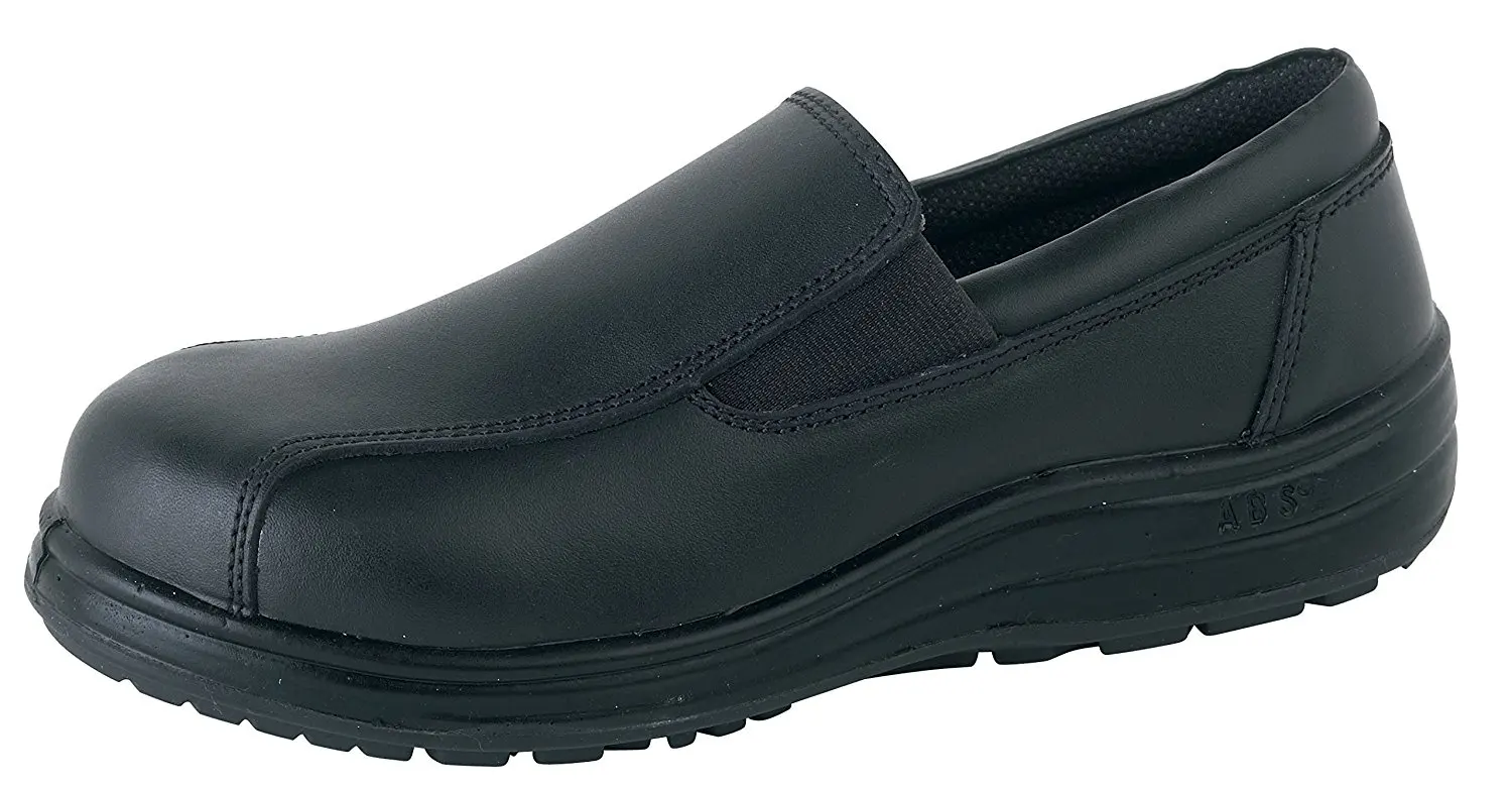 ABS 134P Ladies Black Leather Water Resistant Trainer Safety Shoes With Steel Toe Caps