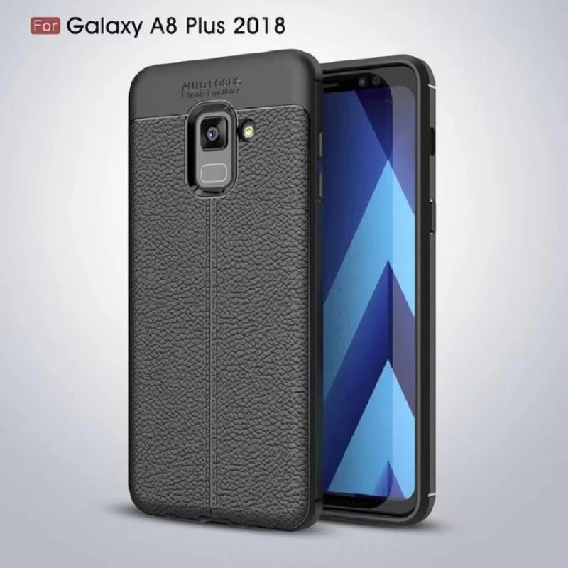 Litchi pattern Soft Tpu case for Samsung galaxy A8 Plus 2018 Cover