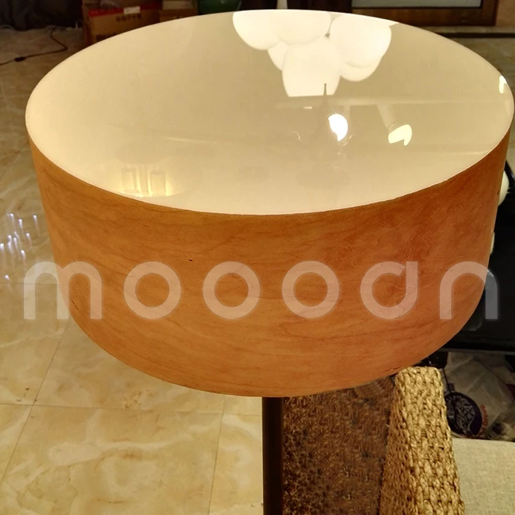 Modern Nordic Antique brass wood skin Sofa LED Floor lamp for living room