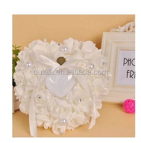 Wedding Decorations Heart-shape Flowers Valentine's Day Gift Ring Pillow Cushion 