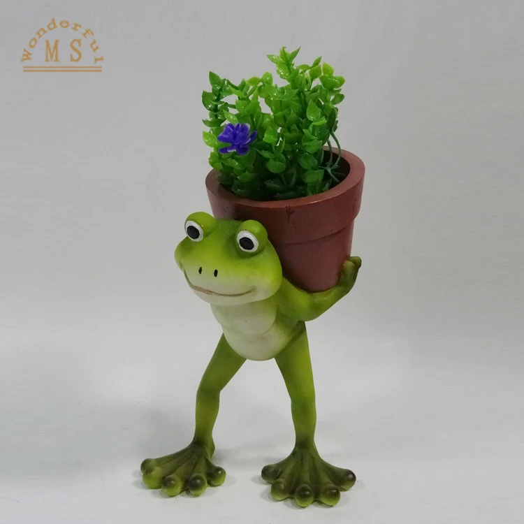 resin magnesia garden, big flower pot, flower pot frog