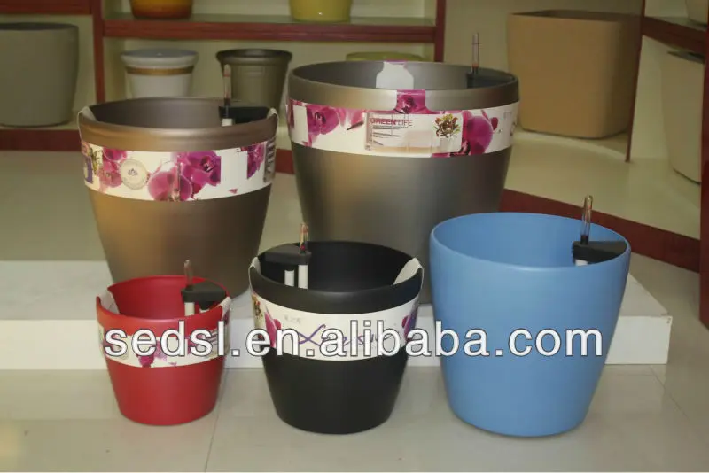 Red Plastic Ceramic Round Flower Pots,Plant Nursery,Garden Decoration