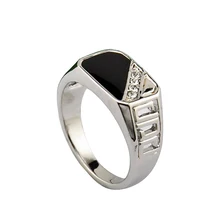 Size 7 12 2015 Fashion Men Silver Plated Fine Jewelry Punk Titanium Steel Gem Ring Retro