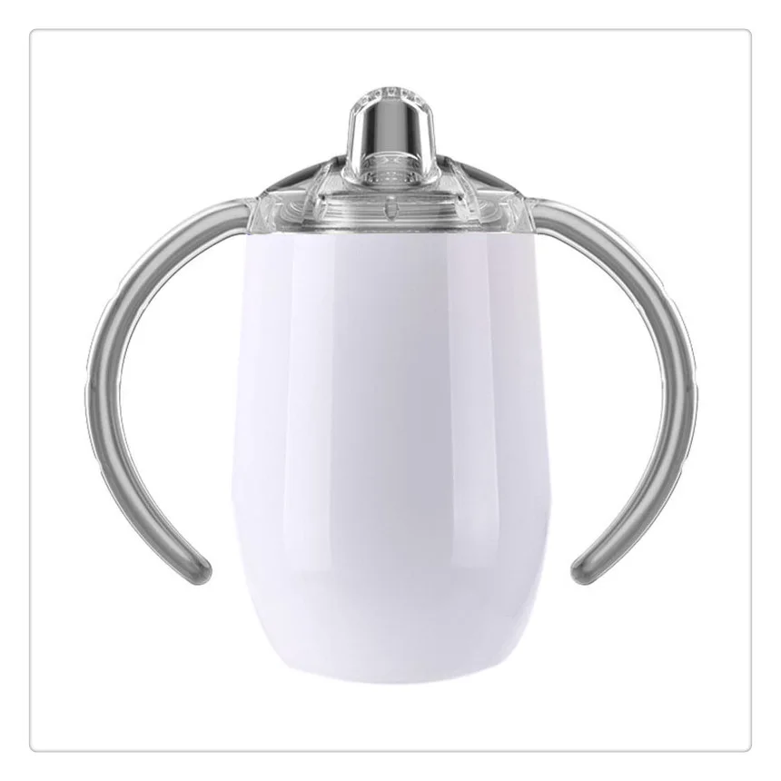Food Grade Silicon lid 360 Train cup 8oz 12oz Disposable Vacuum insulated Tumbler wine cup stainless steel Baby Kid sippy cup