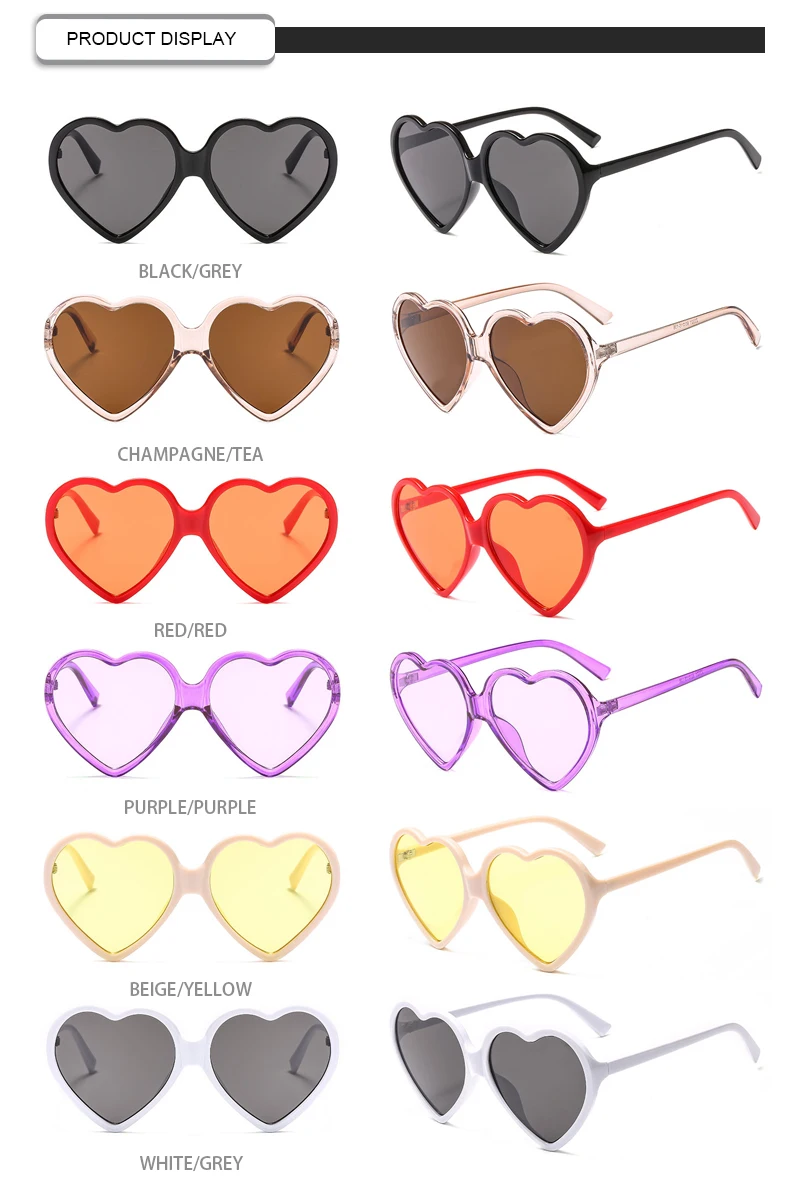 Top selling Heart Shape UV400 Polarized Sunglasses for Women Men