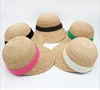 Custom colorful band baseball raffia straw cap america golf straw hat visor
