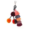 Bohemian Handmade Bag Pendant Women Accessories Charm Pompom Keychain Multicolor Cotton Tassels Big Ball Key Chain