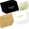 customized sticker maker Thank You Cards With Gold Foil Embossed Designs 4 x 6 Inches Bulk Blank Note Cards And Gold Stickers