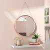 MR-WA253 Round Hanging Mirror Copper Red with Metal Chain Decorative Wall Mirror