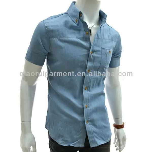 slim fit denim shirt mens