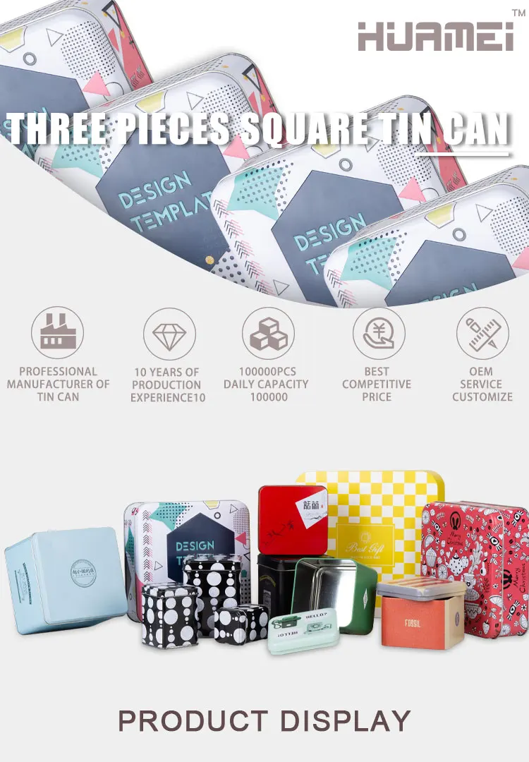 New design Food Grade metal tin can square for tea