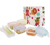 Kids glass square food prep container with silicone spoon and PDQ package