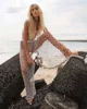 2018 new design hot selling hand hook hollow beads wide leg pants ladies beach sunscreen pants
