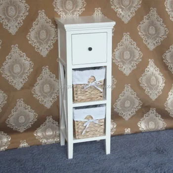 Handcraft Small Narrow Wooden Bathroom 3 Drawers Corner Cabinet