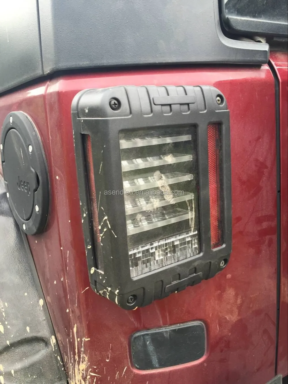 Wholesaling For 07-15 Jeep Wrangler Red LED Tail Lights Rear Brake Lamps.jpg