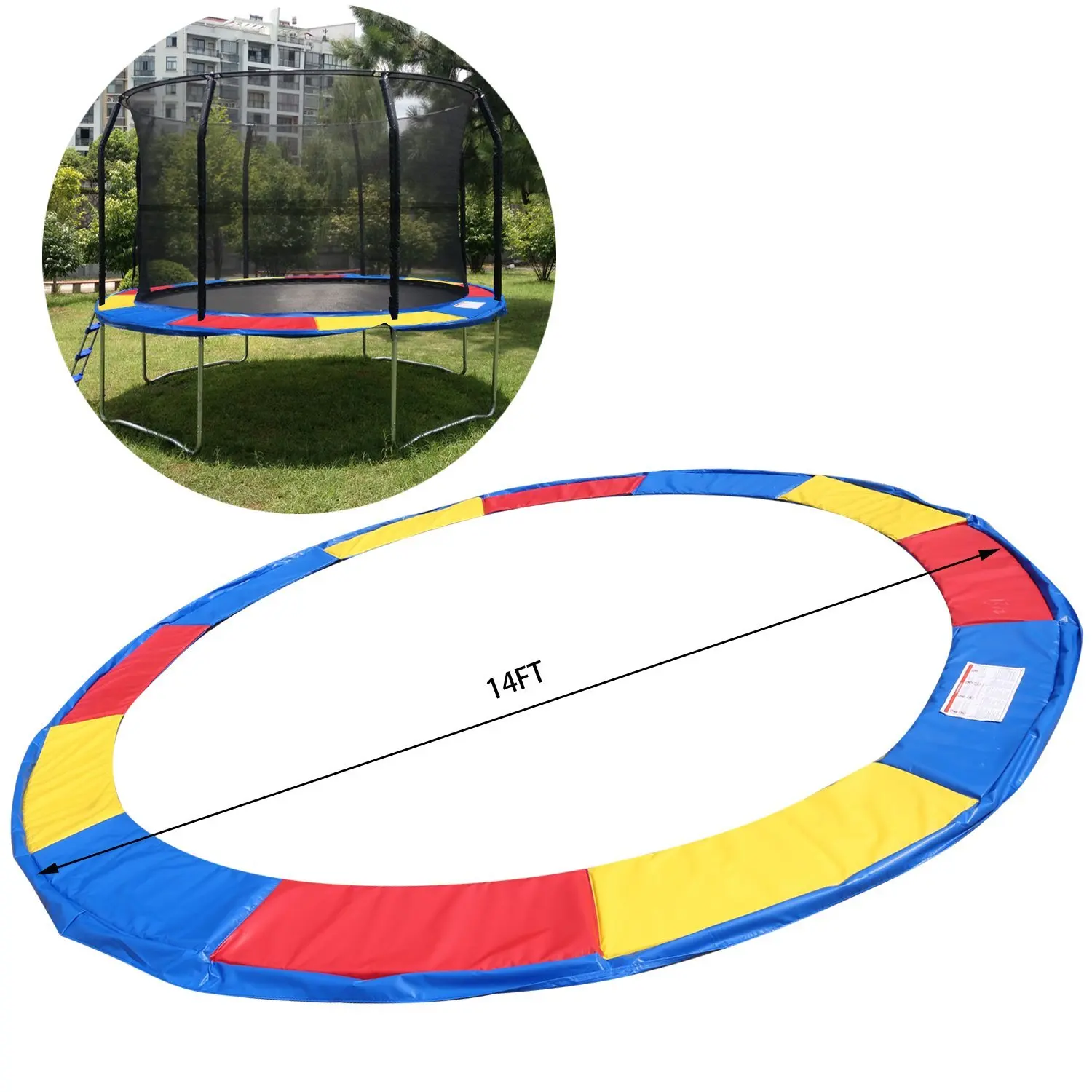 US STOCK Etuoji 10Ft//12Ft//14Ft//15Ft Trampoline Safety Pad,15mm Safety Heavy Duty Waterproof Spring Round Frame Pad