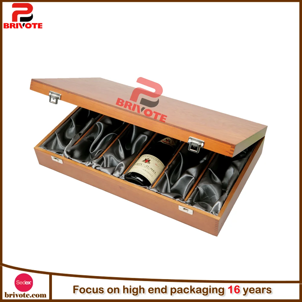 Cheap Unfinished Light Wine Wood Box 6 Bottle /6 Bottle Wood Wine Box