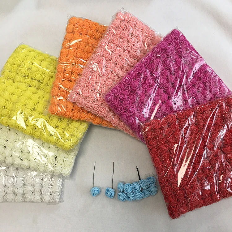 Rose DIY 144 PCS head pink Artificial Flowers Wedding Bride Bouquet PE Foam party festival Home Decor Garland Wreaths