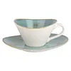Rustic style oval color inside antique coffee cups and saucer / ceramic cup and saucer