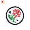 Cheap high quality white color fabric iron on custom stick-on embroidered patches wholesale