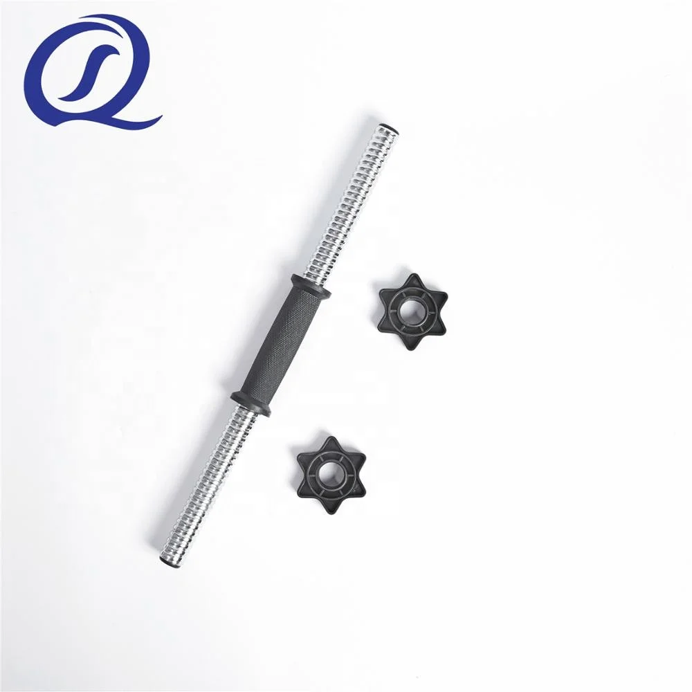 Chromed Steel Hollow Threaded Dumbbell Bar With Two Plastic Spinlock