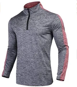 Men's 95% Polyester 5% Spandex Long Sleeve T Shirt OEM Quarter Zip Running Shirt Men's 95% Polyester 5% Spandex Long Sleeve T Shirt OEM Quarter Zip Running Shirt