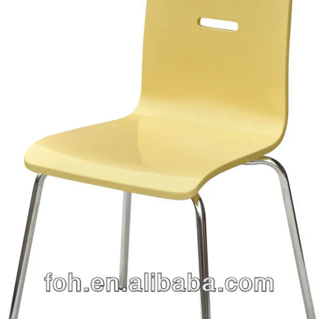 Cafe coffee shop wood and SS Leg white oak finish dining chair (FOH-XM49-311)