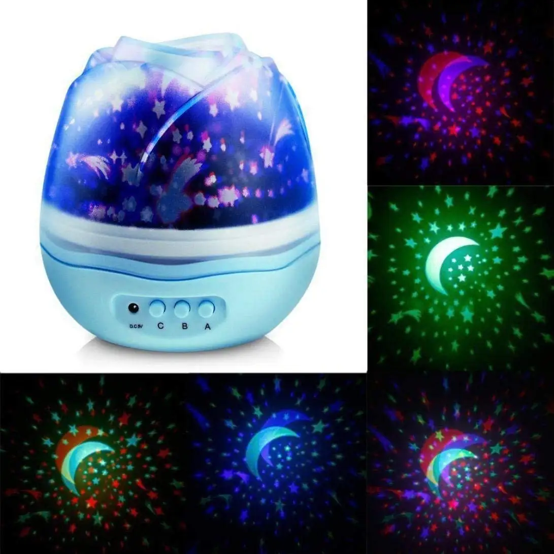 YARRAE 2018 Multicolor Projector Night Light Rotating Starry LED Projection Moon Star Lamp manufacture in shenzhen