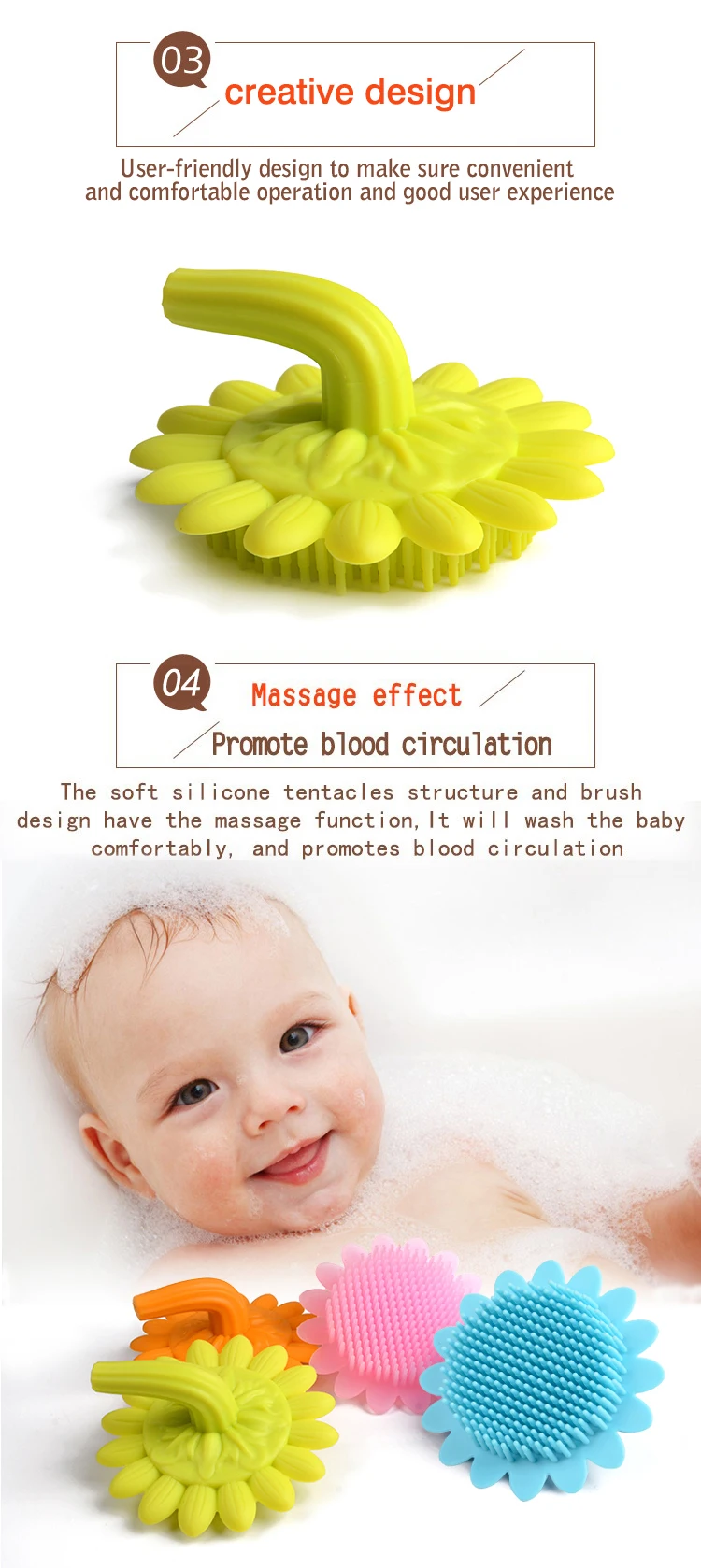 Ultra Soft Silicone Bay Bath Scrubber Sponge Body Shower Massager Silicone Baby Bath Brush Buy