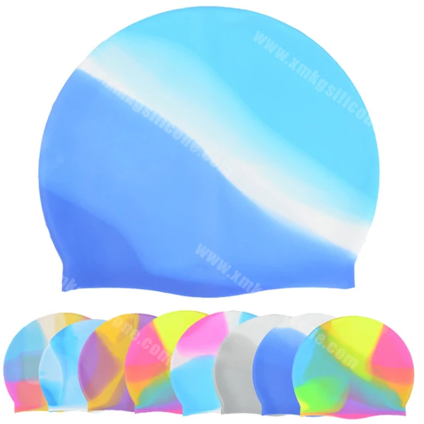 Personalized Anti Roll Edge Colorful Customized Printed Silicone Swim Swimming Cap