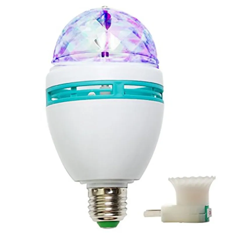 E27 3W RGB LED Stage Light Bulb Color Changing Rotating Lamp Party DJ Light、 GZ