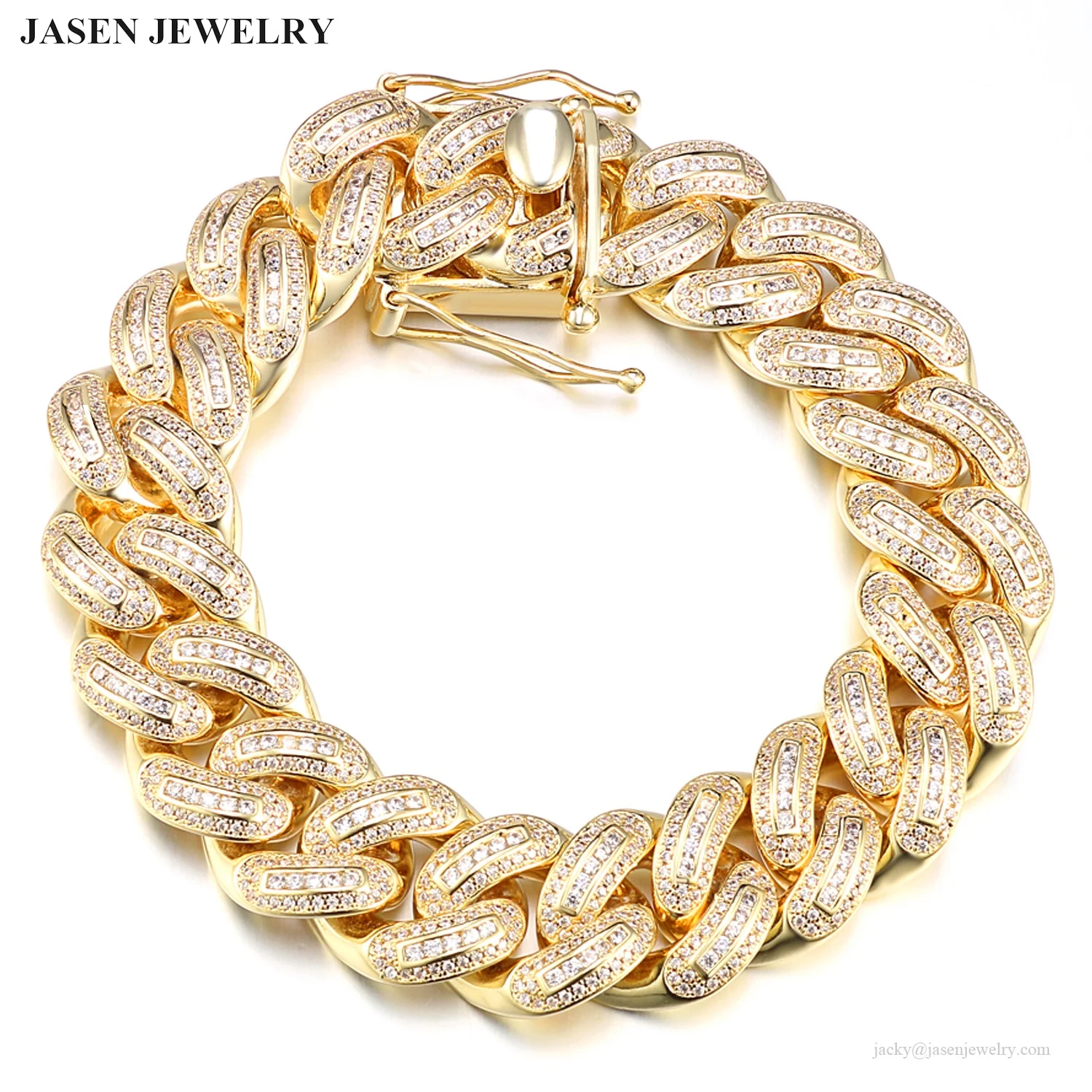 Custom Cuban Link Moissanite Diamond Bracelet 18k Gold Jewelry Hip Hop ...