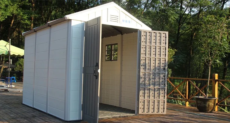 Kinying brand design PVC waterproof plastic bike storage flat pack garden sheds