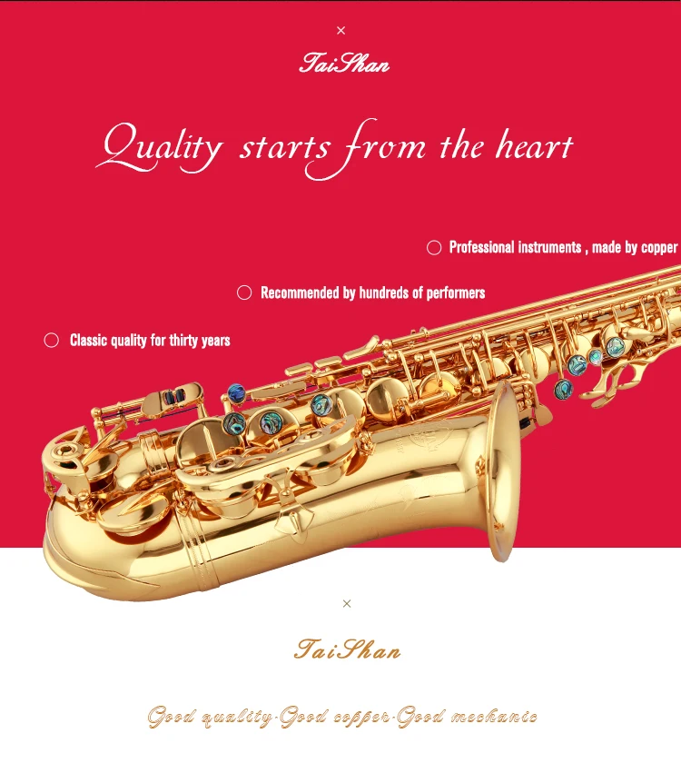 Taishan Musical Instrument 5000 Eb Alto Saxophone With Gold Lacquer