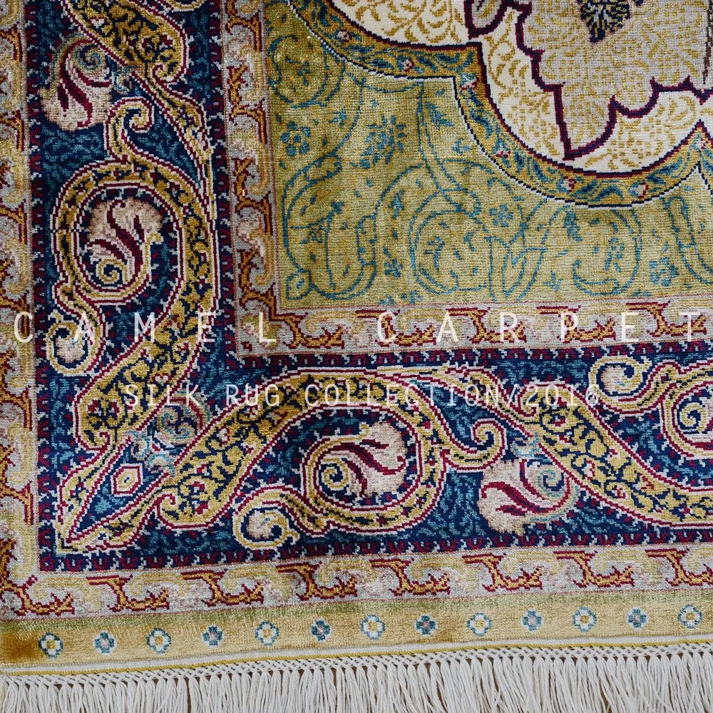 Oriental Gombad Design Rug Persian Silk Carpet Dealers Made By Hand